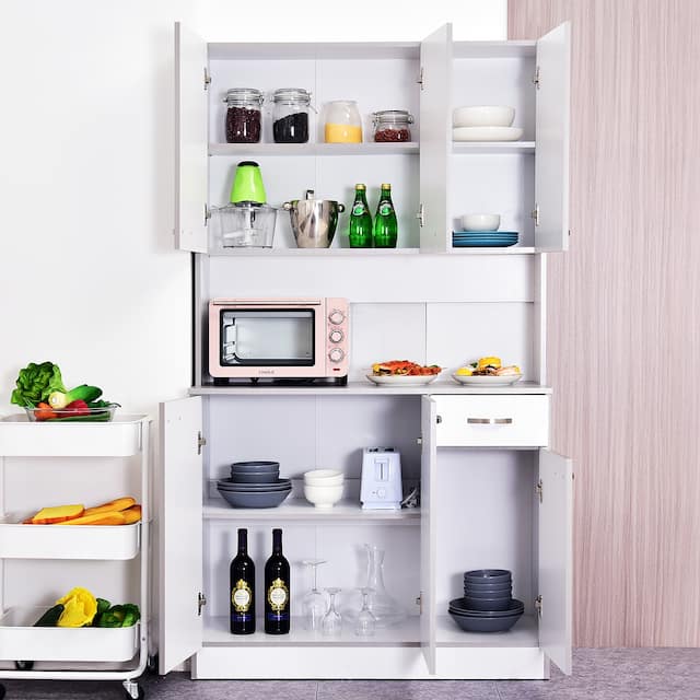 71" Freestanding Kitchen Buffet Hutch Cupboard with 6 Doors, 3